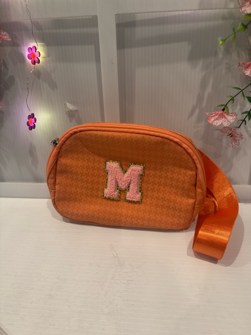 Orange Letter M Crossbody Bag